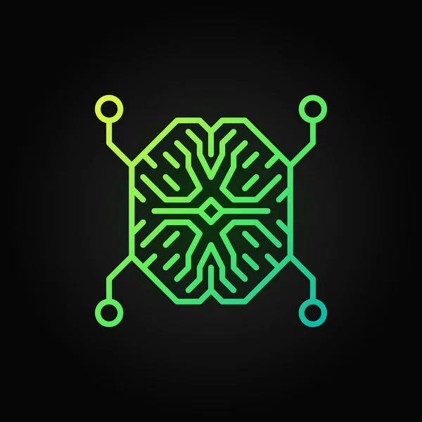 AI Digital brain show green vector icon or design element — стоковый вектор