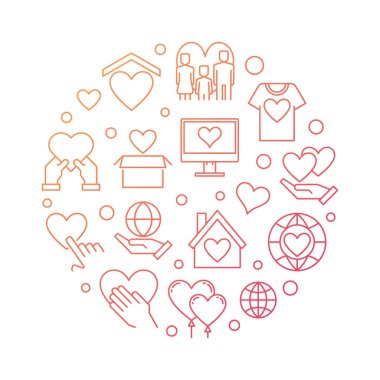 Yuvarlak vektör modern anahat illüstrasyon gönüllü