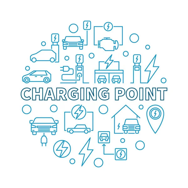 Charging point round vector blue linear illustration
