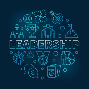 Liderlik vektör yuvarlak mavi çizimde ince çizgi stili