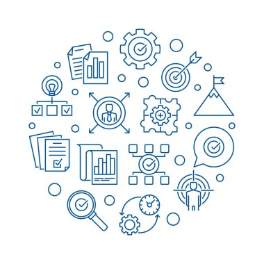 Vektör iş hedefleri dairesel çizimde ince çizgi stili