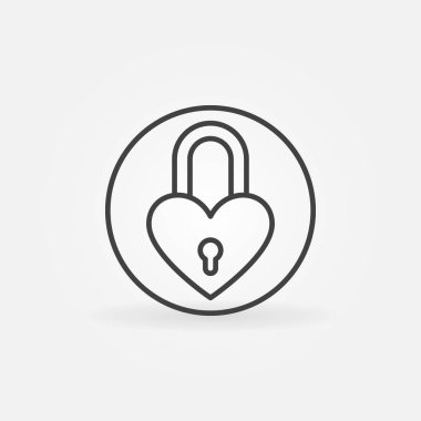 Kalp şekli vektör kavramı anahat simgesini asma kilit. Sevgililer günü kalp Lock doğrusal işareti