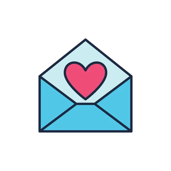 Enveloppe bleue avec icône vectorielle Coeur rouge. Symbole lettre amour — Image vectorielle