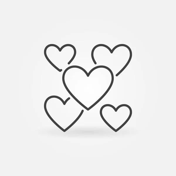 Icono del contorno de corazones. Vector San Valentín y símbolo de amor — Archivo Imágenes Vectoriales