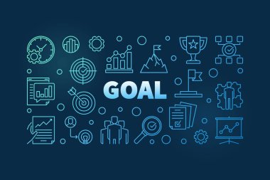 Hedef mavi afiş. Vektör iş anahat renkli resimde