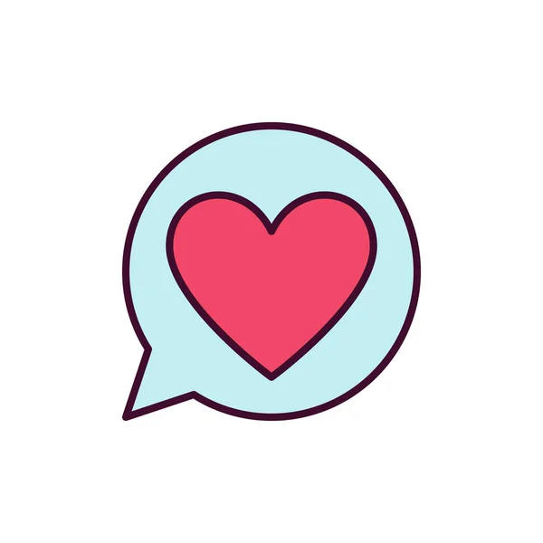 Rood hart in de tekstballon vector pictogram. Love Message symbool — Stockvector