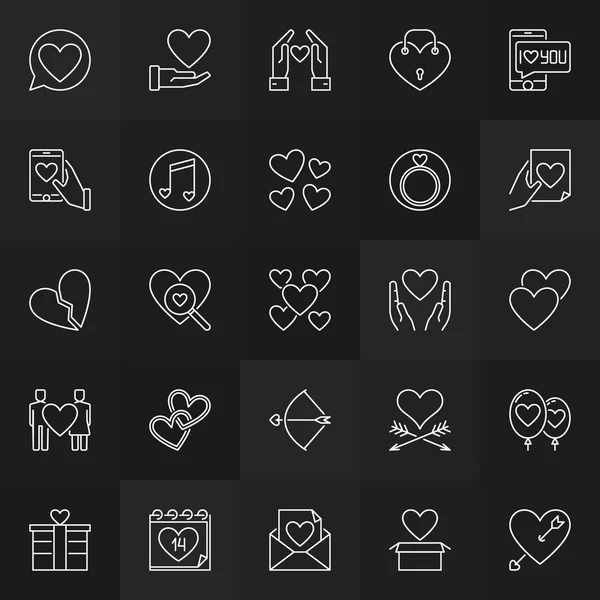 Saint Valentines Day vector concept outline icons or signs — Stock Vector