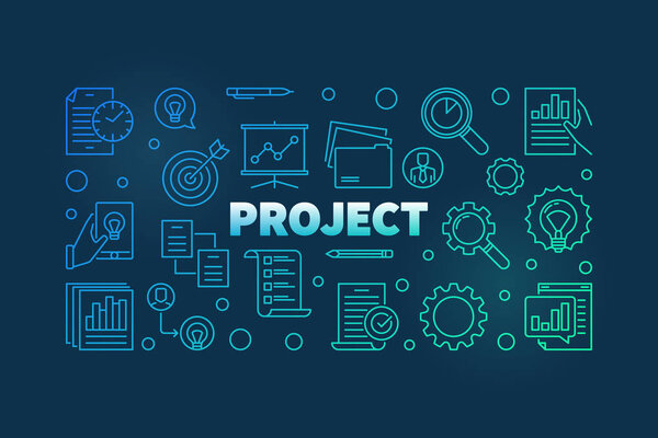 Project outline colorful banner. Vector business illustration