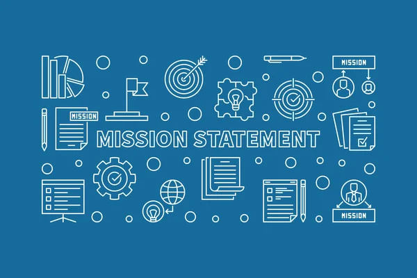 Mission Statement Horizontaal Minimale Overzicht Vectorillustratie Blauwe Achtergrond — Stockvector