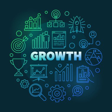 Yuvarlak anahat illüstrasyon renkli vektör büyüme