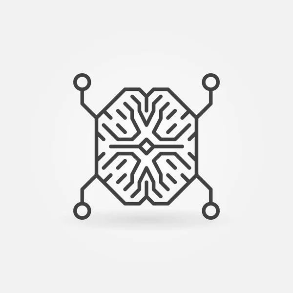 AI Digital mózgu konspektu wektor koncepcja minimalne ikona — Wektor stockowy