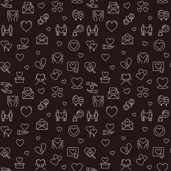 St. Valentines Day vector concept line seamless pattern — Stock Vector