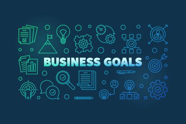 İş hedefleri renkli resimde veya çizgi stilini afiş