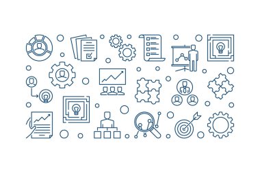 İş stratejisi vektör anahat çizim veya afiş