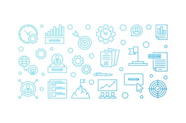 Misyon yatay yaratıcı anahat afiş. Vektör çizim