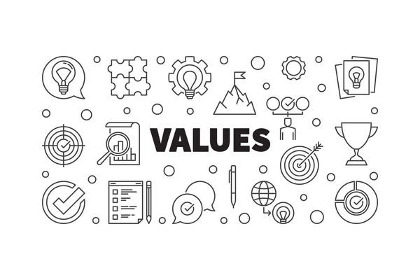 Vector Valores conceito banner ou ilustração em estilo de linha fina — Vetor de Stock