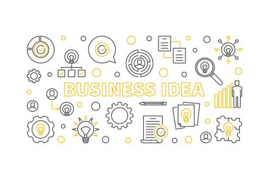 İş fikri vektör banner veya anahat tarzı resimde