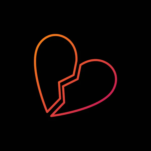 Vetor de coração partido ícone de contorno colorido ou elemento de logotipo —  Vetores de Stock