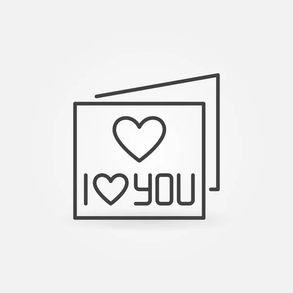 I Love You Card vector concept outline icon or sign — Stock Vector