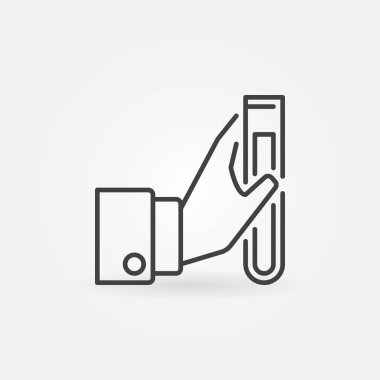 Tüp el vektör simgesi içinde test ya da anahat stilinde imzala