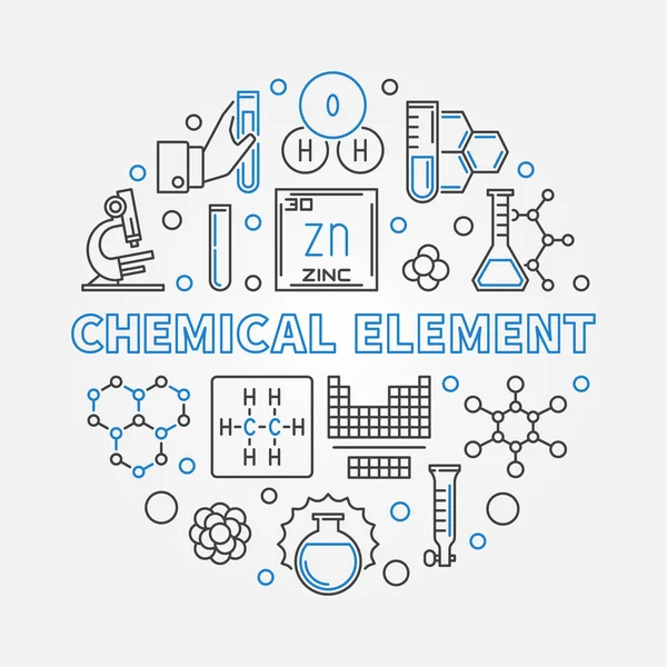 Pierwiastek chemiczny okrągły ilustracja kontur. Tło wektor — Wektor stockowy