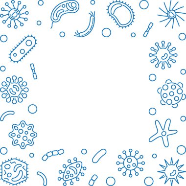 Mikroorganizmaların çerçeve. Vektör Mikrobiyoloji anahat çizim 