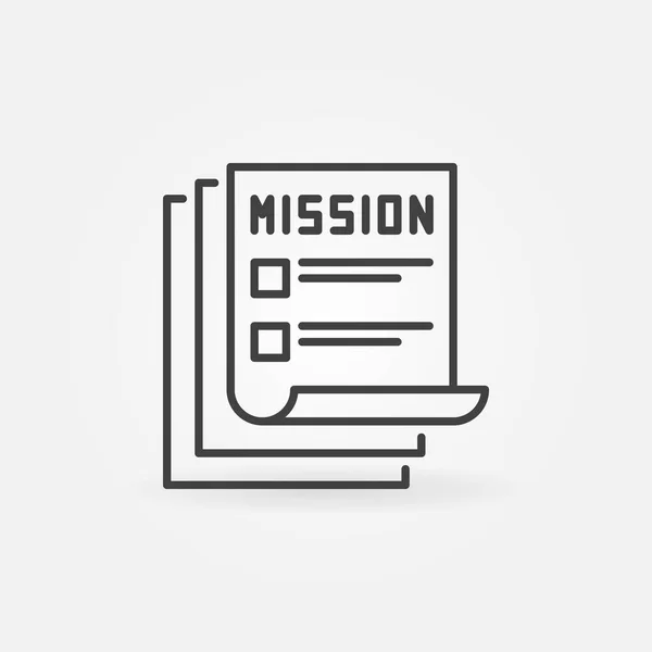 Misión documentos vector icono en el estilo de esquema — Vector de stock