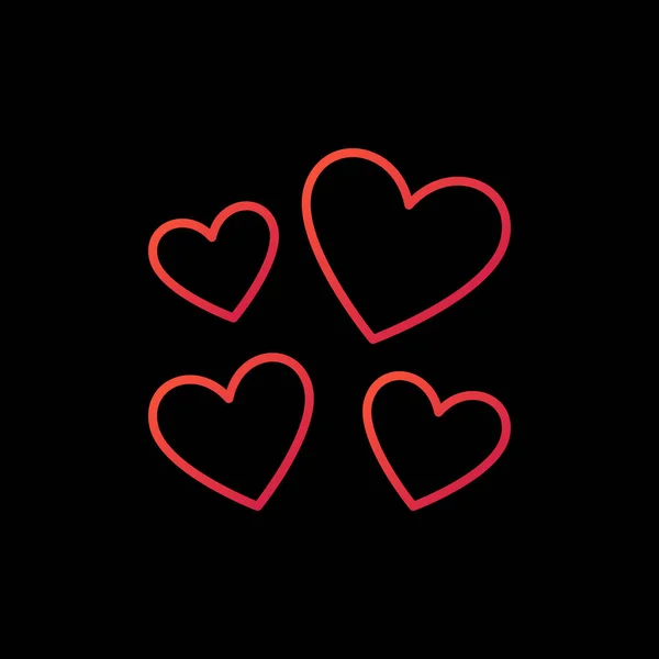 Corazón vector Amor colorido icono lineal sobre fondo oscuro — Archivo Imágenes Vectoriales