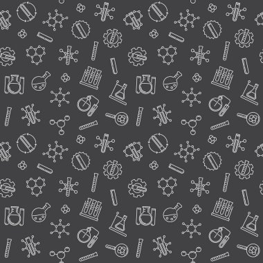 Vektör kimya Dikişsiz desen ince çizgi stili