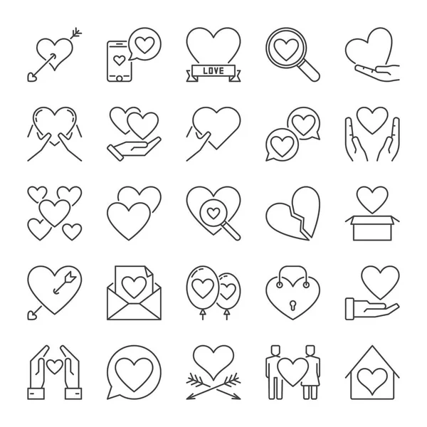 Set von Lovekonzept-Icons oder Logoelementen im Umrissstil — Stockvektor
