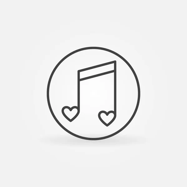 Icona o simbolo del profilo vettoriale della nota musicale del cuore — Vettoriale Stock