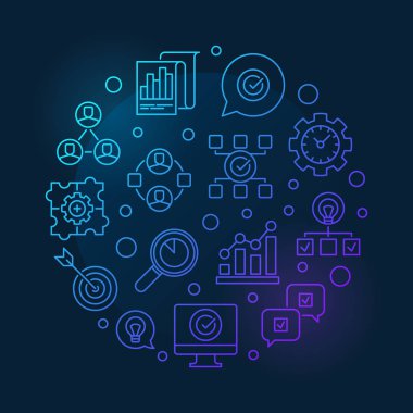 İş danışmanlık vektör yuvarlak renkli hat illüstrasyon