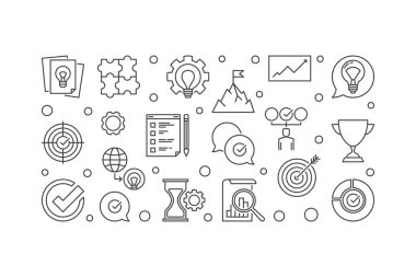 İş değerleri yatay anahat illüstrasyon vektör