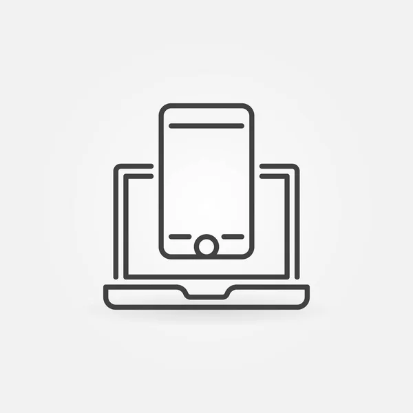 Смартфон с иконкой или символом вектора ноутбука — стоковый вектор
