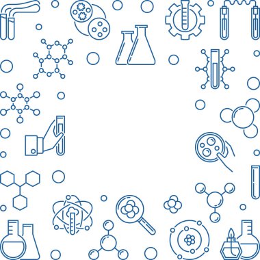 Boş alanı ile kimya mavi doğrusal kare vektör çerçeve