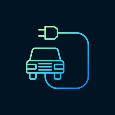 Tak kavramı satırı renkli simgesi ile elektrikli araç
