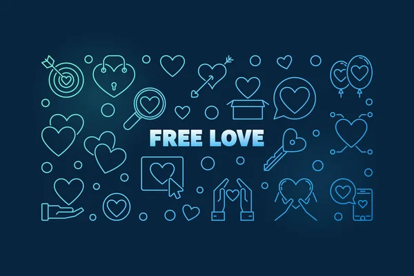 Bannière de contour bleu vectoriel Love libre sur fond sombre — Image vectorielle