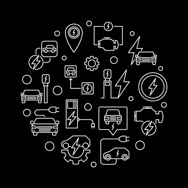 Elektro-Fahrzeug kreisförmigen Vektor minimale Linie Illustration — Stockvektor