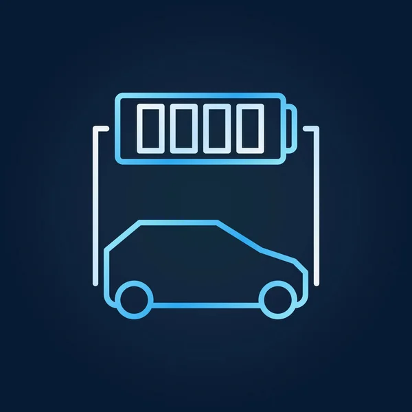 Синій електричний автомобіль з піктограмою лінії батареї Векторна концепція — стоковий вектор