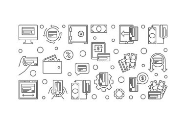 Para anahat kavramı yatay banner. Vektör çizim