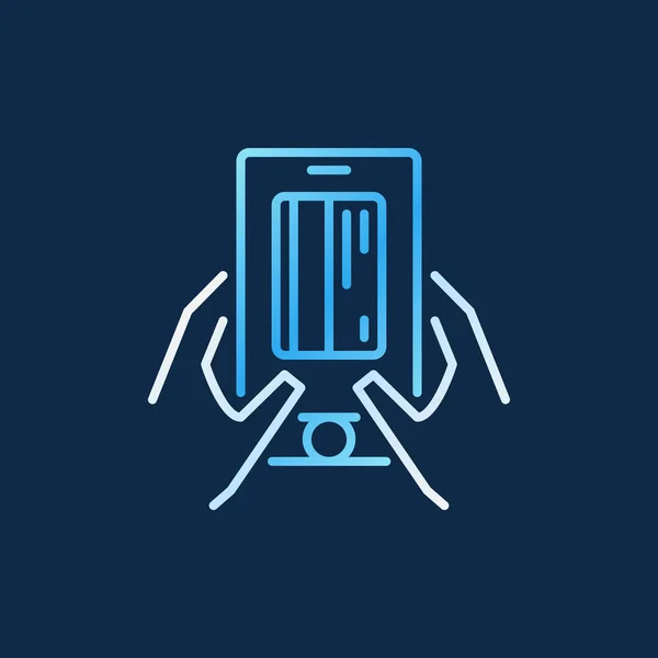 Smartphone con tarjeta en las manos icono de contorno de color vector — Vector de stock