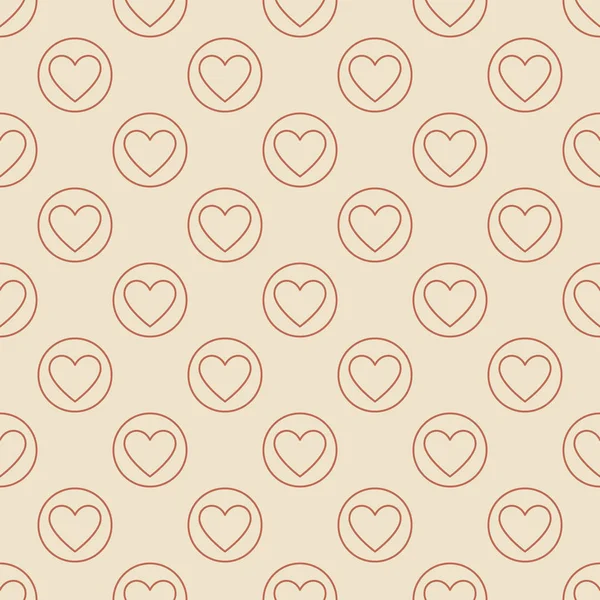 Corazón en círculo vector patrón sin costuras en estilo de línea delgada — Archivo Imágenes Vectoriales