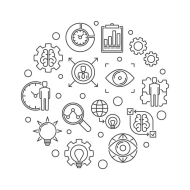 İş görme vektör yuvarlak çizimde ince çizgi stili