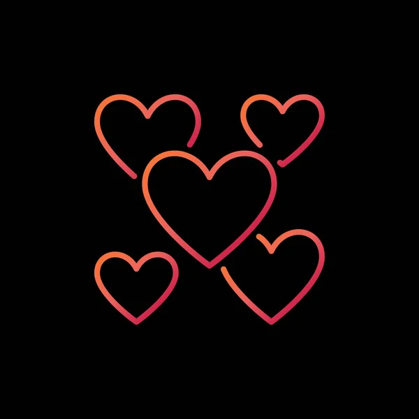 Harten overzicht kleurrijke pictogram. Vector Valentijnsdag teken — Stockvector