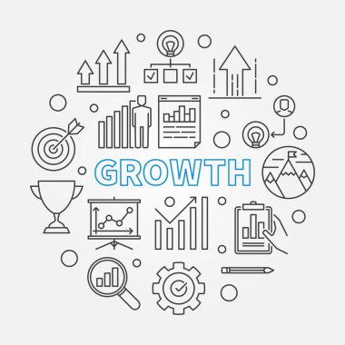 Büyüme vektör dairesel kavramı anahat yuvarlak şekil