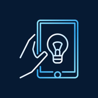 Tablet vektör anahat renkli simgesi tutan el