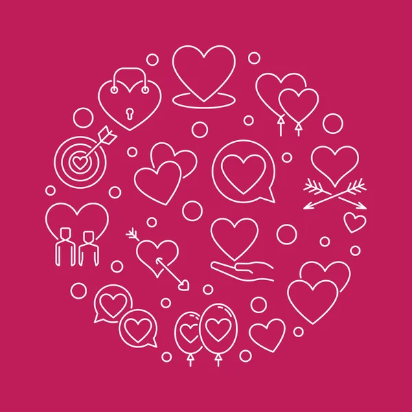 Romantic friendship vector round illustration in outline style — Stock Vector