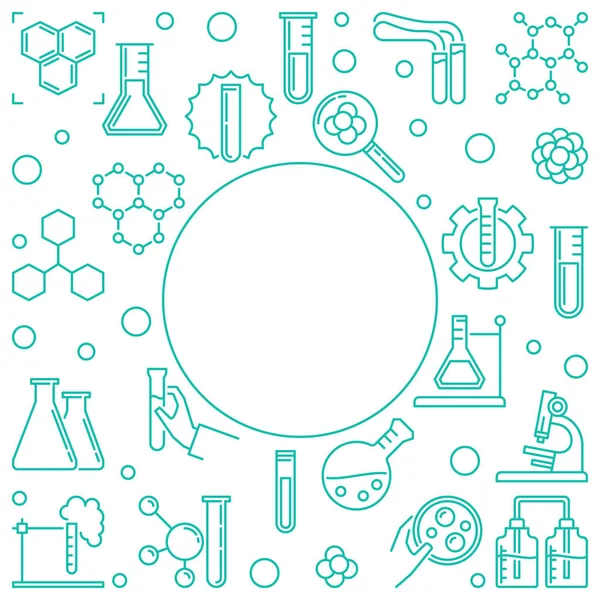 Chemische Umrissvektordarstellung mit rundem Rahmen — Stockvektor