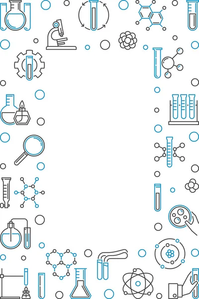 Svislý rám s ikonami osnovy chemie. Vektorové ilustrace — Stockový vektor