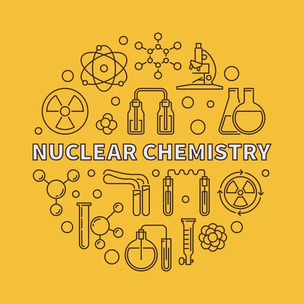 Nuclear Química vetor rodada ilustração em estilo de linha fina — Vetor de Stock